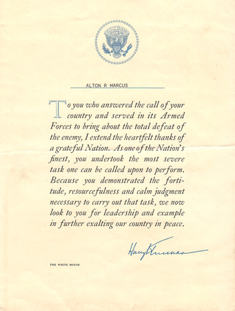 Truman letter to Dad